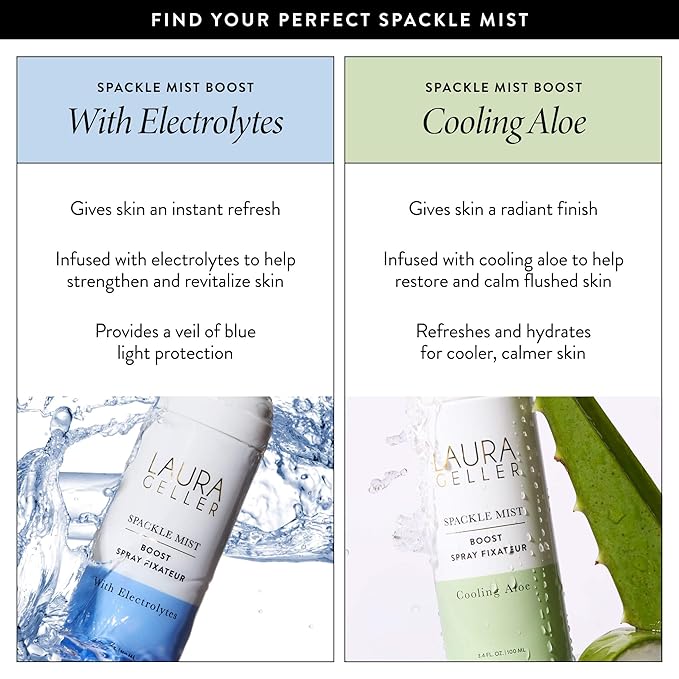 LAURA GELLER NEW YORK Spackle Mist Boost with Cooling Aloe - Long-Lasting Dewy Skin Makeup Setting Spray