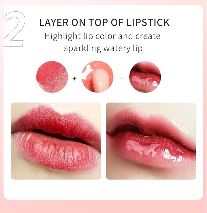 Lip Glow Oil Long Lasting Plumping Transparent Lip Balm Moisturizing Lip Oil Repairing Lip Lines and Prevents Dry Cracked for Lip Care and Dry Lips (Set-C)