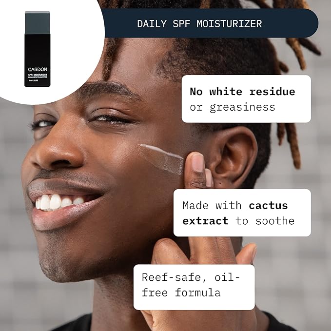 Cardon Cactus-Based Men's Skincare Set | Premium Korean Skincare for Sensitive Skin and Oily Skin | Water-based Face Moisturizer with SPF 30, Gentle Face Wash, Repairing Night Cream with Vitamin E