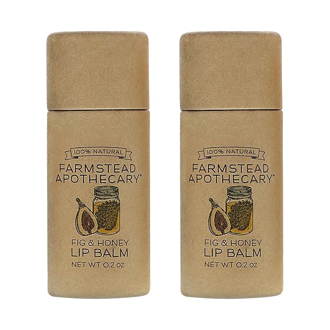 Farmstead Apothecary 100% Natural Lip Balm with Organic Beeswax, Organic Shea Butter & Organic Coconut Oil, Fig & Honey 0.2oz (Pack of 2)