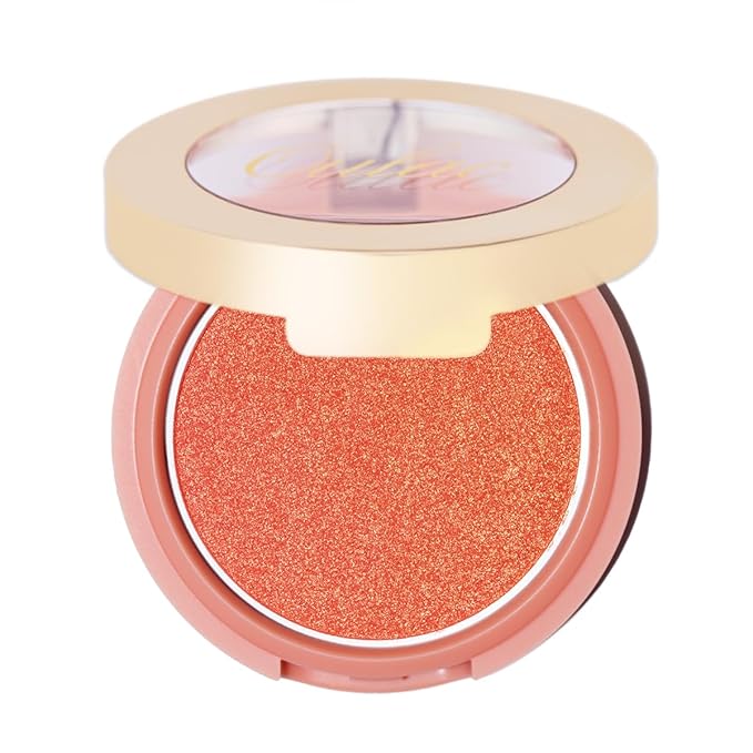Oulac Luminisers Powdery Blusher for Cheeks Face Glow,Brighten Skin As Highlighter Makeup, Shimmer Blusher,Buildable and Vegan Cosmetics,4.8g F09 Summer Flame