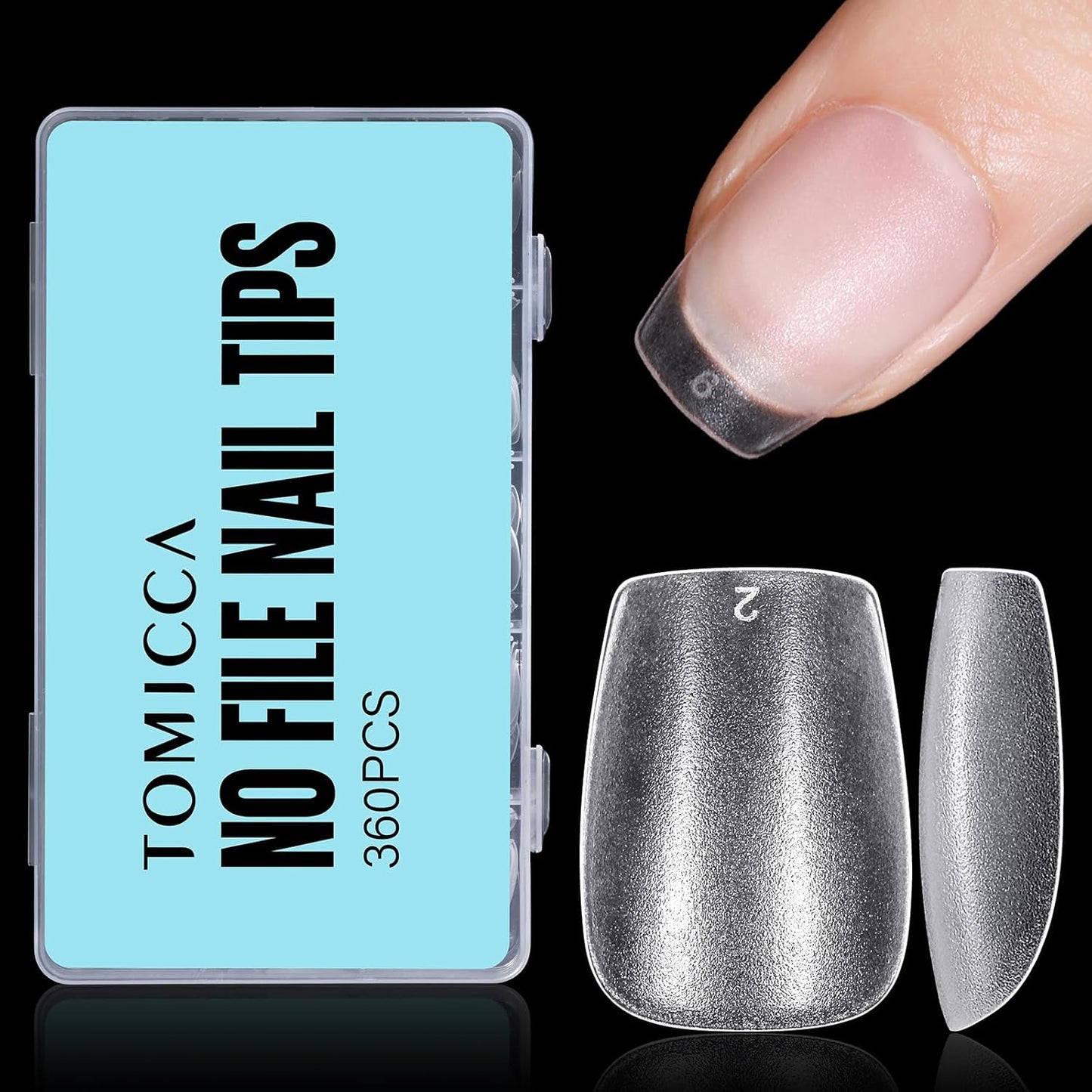 TOMICCA Extra Short Coffin Nail Tips, 360Pcs Extra Short Gel Tips Full Matte Soft Nails Tips, Fake Acrylic Coffin Nail Tips for Dip Powder Gel Polish 15 Sizes