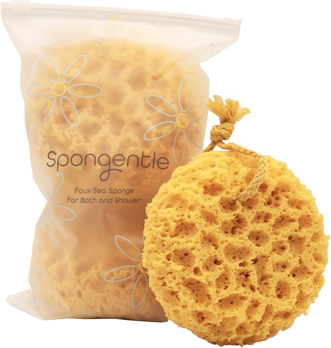 Spongentle Deep Cleansing Body Loofah Sponge, Natural Colors, for Bath and Shower, Multiple Textures for Gentle and Deep Exfoliation, Generous and Rich Lather, (Pack of 3)