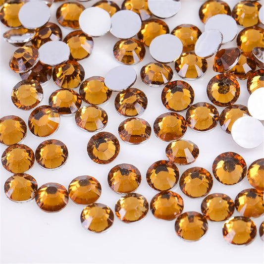 3000 Pieces SS12 3mm Flatback Rhinestones Clear Glass Round Gems Crystals for Nail Art DIY Crafts Clothes Shoes Bags （Yellow Coffee）