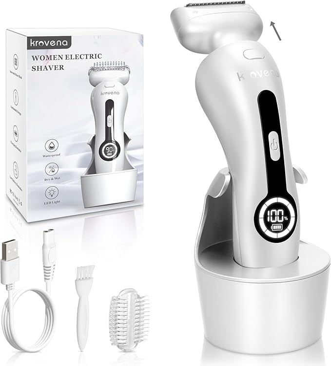 Electric Shaver for Women Electric Razor for Womens Bikini Legs Underarm Public Hairs Rechargeable Trimmer with Detachable Head Cordless Wet Dry Use