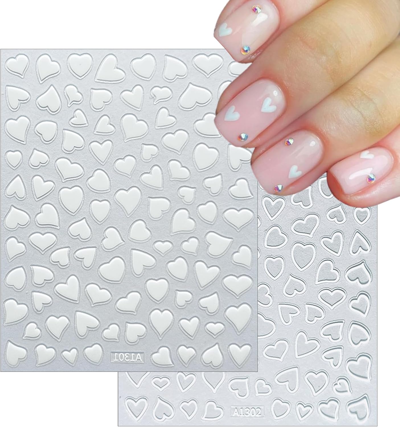 6 Sheets Valentine's Day Heart Nail Art Stickers Decals 3D Self-Adhesive Nail Decals Cute Red and Black Hollow Out Heart Nail Supplies for Women and Girls Valentines DIY Manicure Decorations