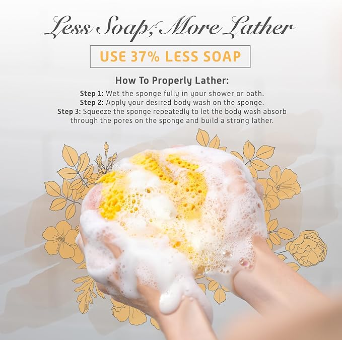 Spongentle Deep Cleansing Body Loofah Sponge, Natural Colors, for Bath and Shower, Multiple Textures for Gentle and Deep Exfoliation, Generous and Rich Lather, (Pack of 2)