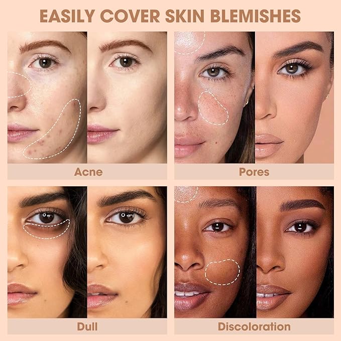 Cream Concealer Full Coverage Makeup, Matte Color Correcting Concealer with Brush, Waterproof, Conceals Blemish, Pores and Spots, Under Eye Makeup Concealer for Dark Circles (#03 NETURAL)