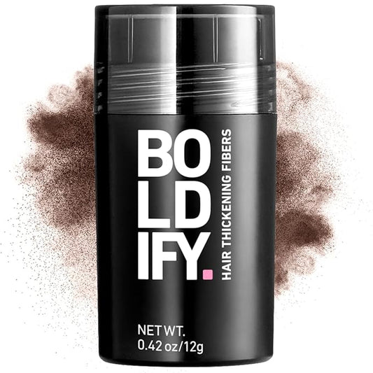 BOLDIFY Hair Fibers (12g) - Fill In Thinning and Fine Hair for an Instantly Fuller, Thicker Look - 14 Shades for Women & Men - Hazel Brown