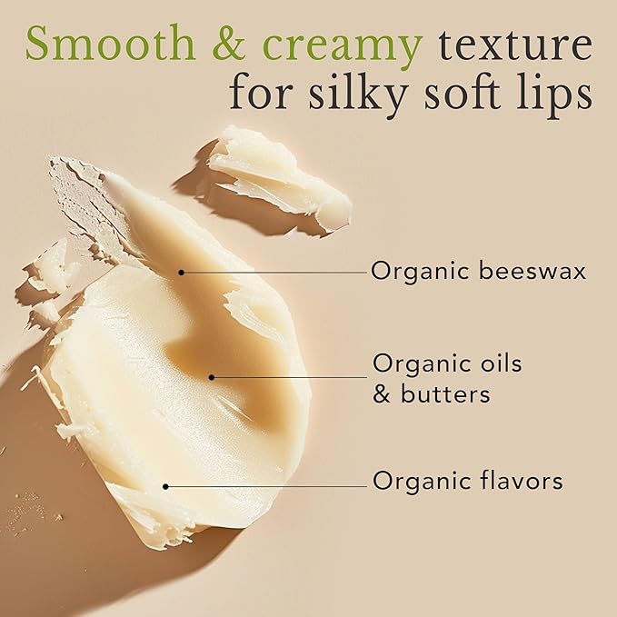 Organic Lip Balm - 4 Pack Beeswax Vanilla Chapstick, All Natural Lip Balm Gifts for Women, Organic Chapstick, Birthday Gifts for Her & Him, Hydrating Vanilla Lip Balm Beauty Gifts, Natural Chapstick