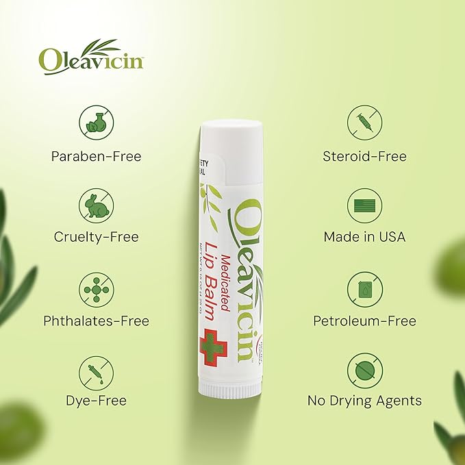 Natural Lip Balm by Oleavicin | Dry Lip Relief | Patented Moisturizing Formula for Chapped Lips | Organic Olive Leaf Extract (3)