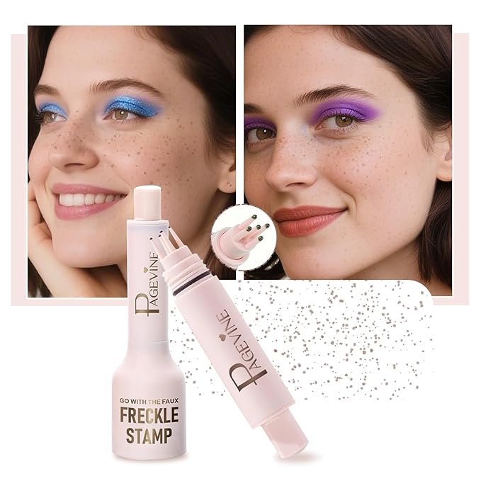 Freckle Stamp - Freckle Pen Waterproof, Long Lasting Fake Freckles, Quick Dry 5-Point Faux Freckles Stamp Cushion Stain Marker in One Press Natural and Lifelike Sunkissed Pencil Tool Makeup (#1-Light)