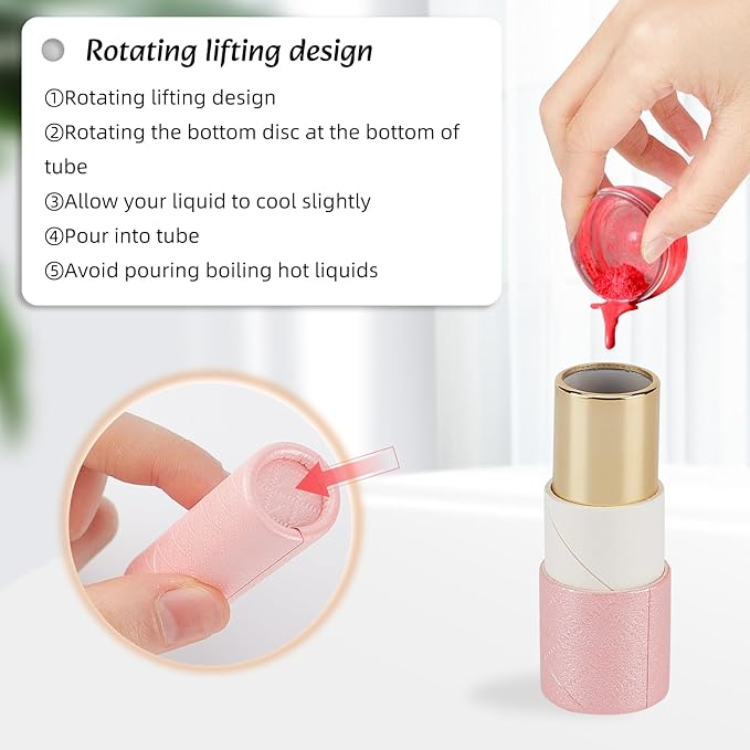 NICENEEDED 10 Pcs Paperboard Lip Balm Tubes, Refillable Paper Lipstick Tube, Round Cardboard Empty Lip Gloss Container Solid Perfume Tube Cosmetic Box for DIY Lip Gloss Balm and Chapsticks