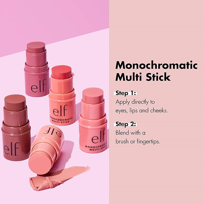 e.l.f. Monochromatic Multi Stick, Luxuriously Creamy & Blendable Color, For Eyes, Lips & Cheeks, Glowing Mango, 0.155 Oz (4.4g)