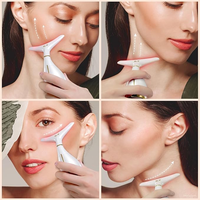 Ms.W Red Light Facial Massager, Face Massager Tool for Skin Care with LED, Thermal, and Vibration,Tightenings and Rejuvenation for Face and Neck