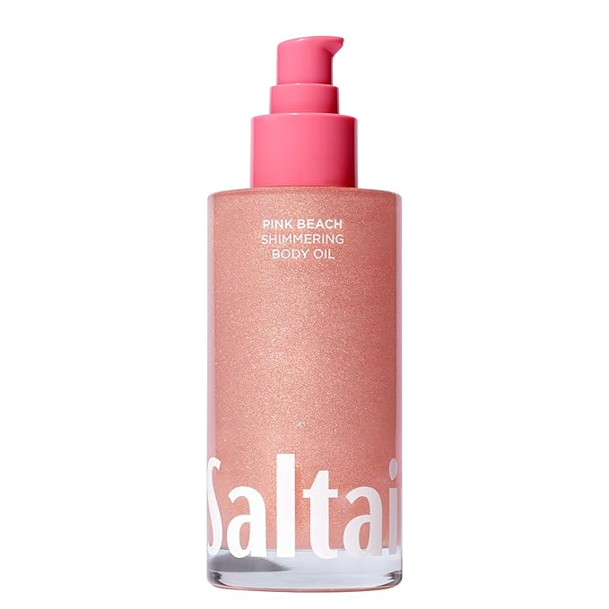 Saltair Shimmering Body Oil - Pink Beach Scented Dry Oil Moisturizer with Light-Reflecting Pearl Pigments. Moisturizing Glow for All Skin Types - 4 Fl Oz