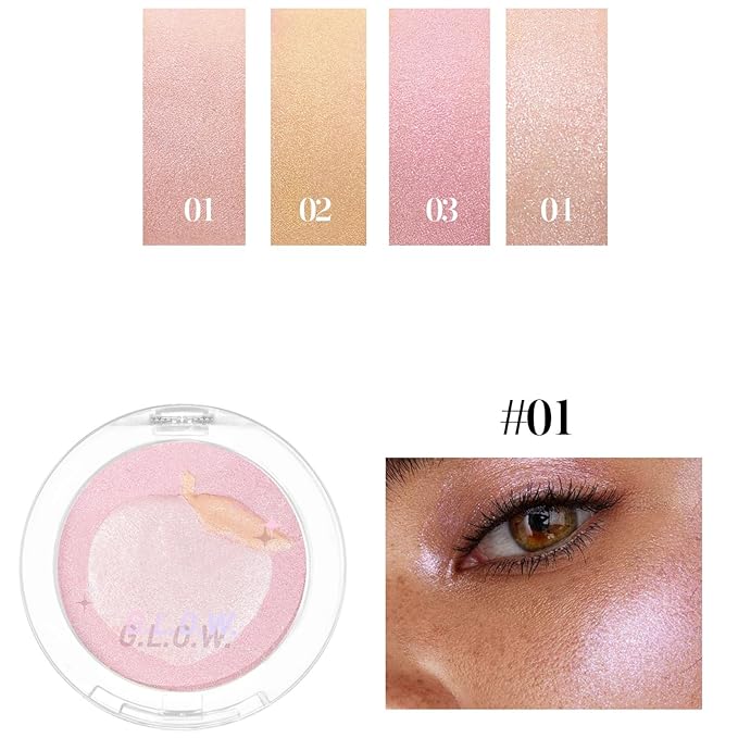 Highlighter Makeup Palette Face Highlighter Palette Glitter Highlighter Powder Palette Iluminadores de Maquillaje for Face Highlighters & Illuminator (Gold)
