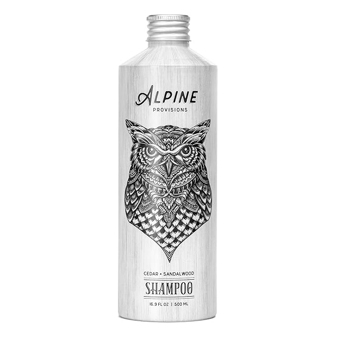 Alpine Provisions Cedar & Sandalwood Shampoo - Naturally Repair, Cleanse, and Hydrate with Essential Oils, Jojoba, Aloe Vera - Vegan, Sulfate & Plastic Free - Plant-Based Hair Care 16.9 FL Oz