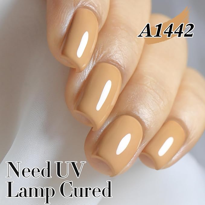 Double Rhythm 0.50 OZ Nude Gel Polish Same Color Same Bottle Sheer Pastel Neutral Natural Milky 15 ML Jelly UV Nail Art DIY at Home (Earth Beige-A1442)