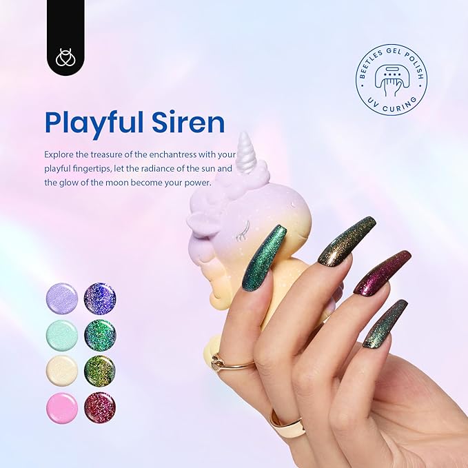 Beetles Glitter Gel Nail Polish Set, Pastel Pink Purple Blue 6 Colors Nebula Halo Chameleon Gel Polish Soak Off Uv Nail Lamp Gifts for Women