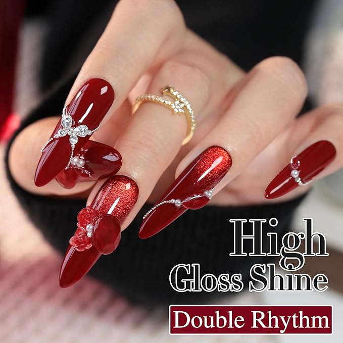 Double Rhythm Translucent Gel Polish Sheer Neutral Natural Light Milky Same Color Same Bottle 15ML Jelly UV Nail Polish Nail Art DIY at Home (Pale Burgundy-A1486)