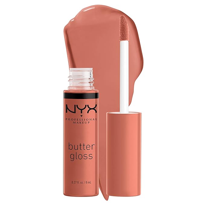 NYX PROFESSIONAL MAKEUP Butter Gloss Brown Sugar, Non-Sticky Lip Gloss - Sugar High (Peachy Light Nude)