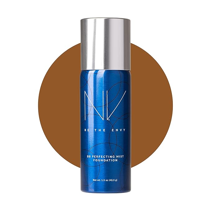 NV BB Perfecting Mist Foundation Buildable Coverage Professional Airbrush Makeup with Plant-based Stem Cell Polypeptides, Vitamins A, D, E and Aloe, 1.5 ounces, Cool Cocoa