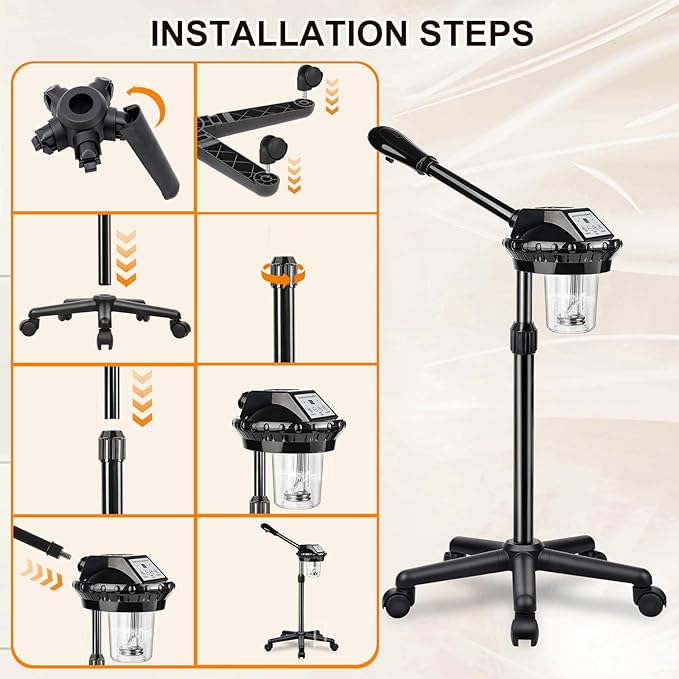 Professional Facial Steamer,vaporizador Facial Adjustable Height and Angle,More Steam, Hot Mist Facial Humidifier Atomizer for Spa Beauty, Home Use