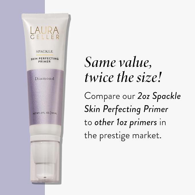 LAURA GELLER NEW YORK Spackle Primer - Diamond - Super-Size 2 Fl Oz - Hyaluronic Acid Makeup Primer for Mature Skin