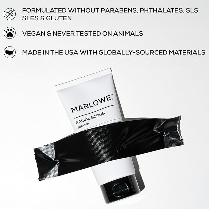 MARLOWE. Skin Care Set, No. 122 Facial Scrub 6 oz & No. 123 Facial Moisturizer 6 oz with Natural Extracts & Antioxidants, Cleanses, Exfoliates, Hydrates & Soothes