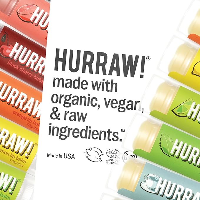 Hurraw! Apple Lip Balm: Organic, Certified Vegan, Cruelty and Gluten Free. Non-GMO, 100% Natural Ingredients. Bee, Shea, Soy and Palm Free. Made in USA