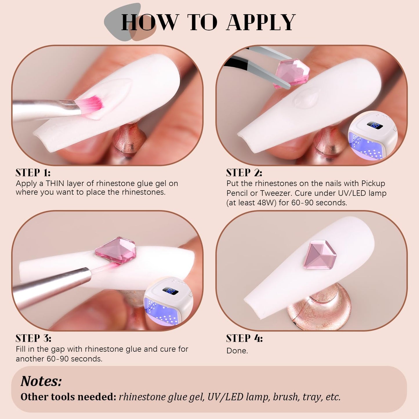 2750Pcs Pink Glass Nail Rhinestones 240Pcs Multi Shapes Flatback Nail Gems + 2510Pcs 1.5-4mm Round Crystal, Manicure Nail Charms Diamond Gemstones for Acrylic Nails Decoration