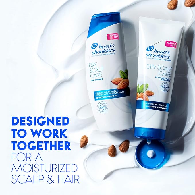 Head & Shoulders Shampoo, Daily-Use Anti-Dandruff Paraben Free Treatment, Dry Scalp Care with Almond Oil, 32.1 fl oz, Twin Pack