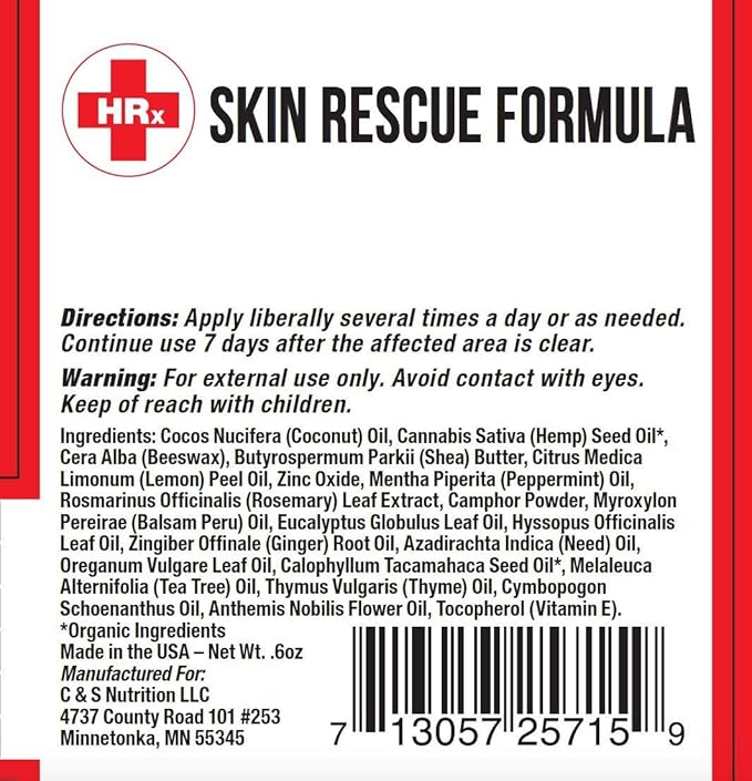 Skin Rescue Formula (Herp Stop Discreet) Defense and Support for Clear Skin 100% Natural! Peppermint Oil, Shea Butter, Zinc, Tea Tree, Coconut Oil .5 oz