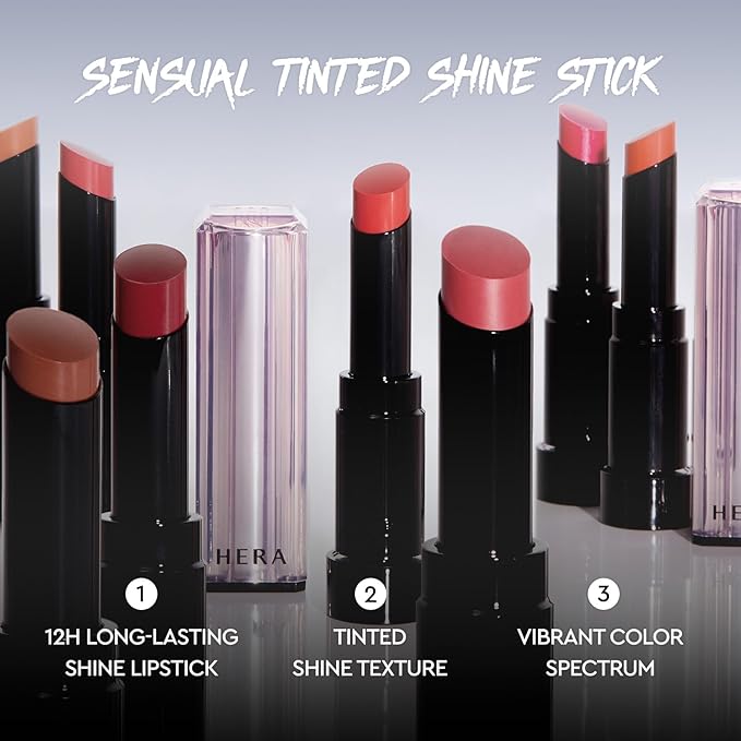HERA Sensual Tinted Shine Stick 3.5g #297 FEVER | 12HR Long-lasting Lipstick, Sheer & Buildable Lip Tint Stain, Hydrating Formula with Vitamin E, Smooth Finish and Luxurious Korean Makeup