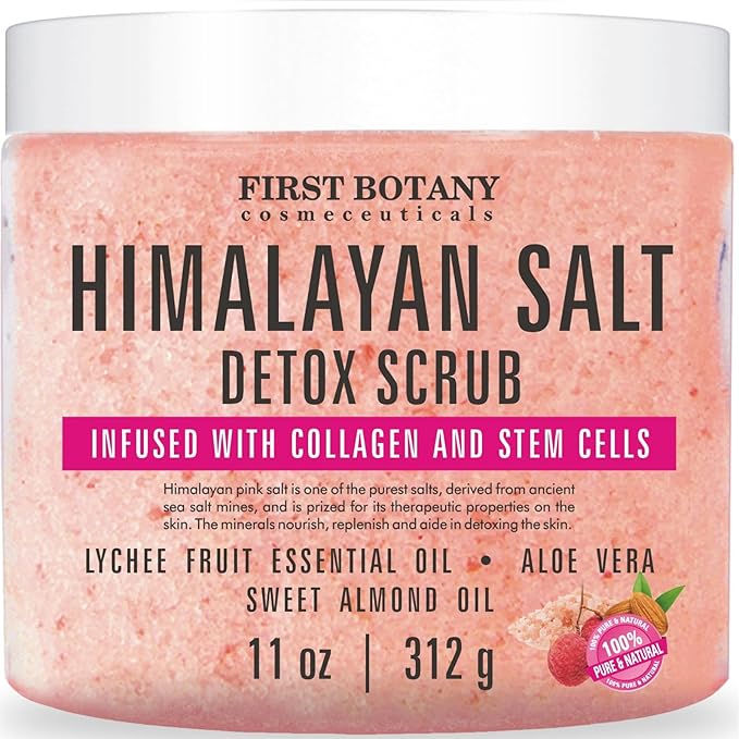 First Botany Body Scrub - Natural Exfoliating Salt Scrub & Body and Face Souffle helps with Moisturizing Skin, Acne, Cellulite, Dead Skin Scars, Wrinkles (Himalayan Salt)