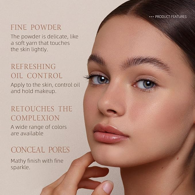 Nude Translucent Makeup Setting Powder, Waterproof High-Definition Traceless Powder Matte Setting Makeup, Long-Lasting Oil Control, Minimizes Pores and Fine Lines Loose Cosmetics, 03
