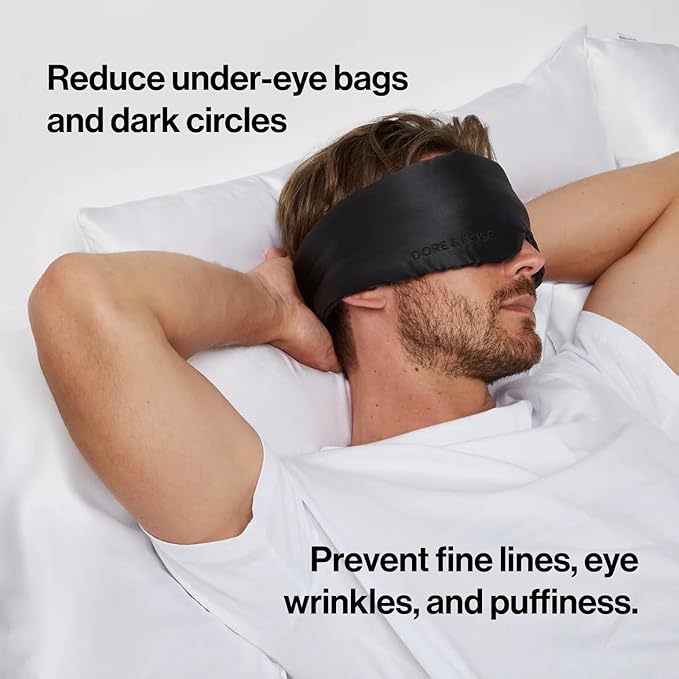 Dore & Rose Deep Sleep Mask Light Blocking, 23 Momme Mulberry Silk Eye Mask, Ultra Soft, Adjustable - Travel Sleeping Mask for Men & Women - Black
