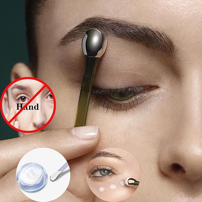 2 PCS Portable Eye Serum Cream Applicator Eyes Massage Tool, Can Be Used As Eyes Cream Spoon, Reduce Eye Swelling Flannel small gift bag