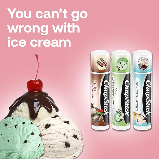 ChapStick Lip Care Bundle – Ice Cream Classics + Cake Batter Lip Balm, 0.15 Ea (5 Piece Set)
