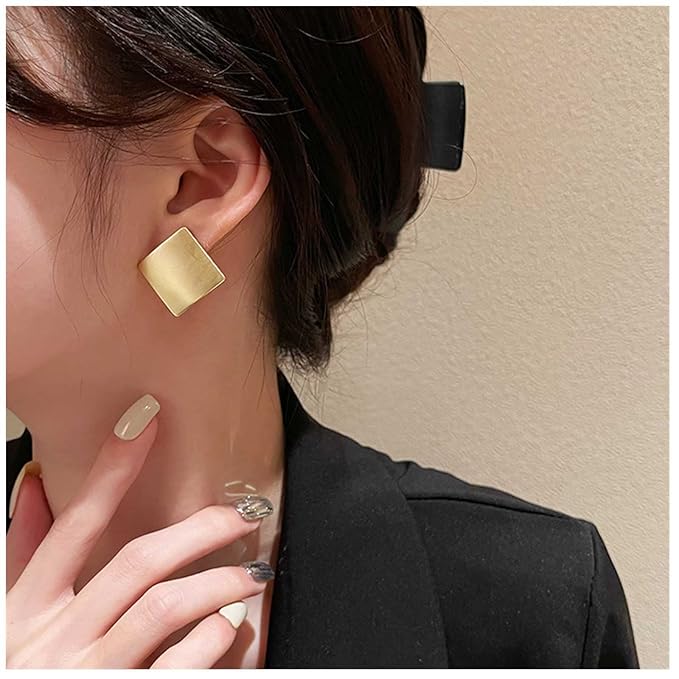 Vintage Square Stud Earrings Square Shape Earrings Geometric Gold Earrings Minimalist Earrings Jewelry for Women and Girls