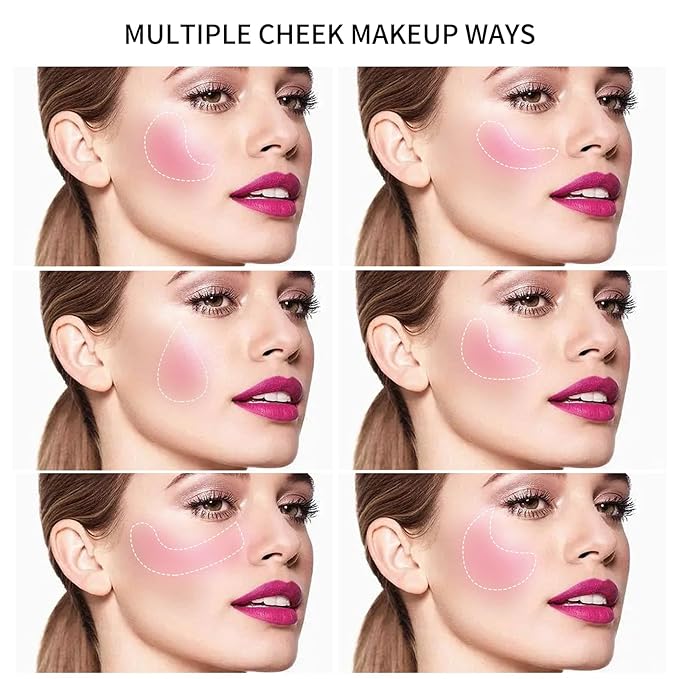 Boobeen Powder Blush Matte Blush, Highly Pigmented Beauty Cream Blush Palette for Create A Natural Cheek Flushed Look, Rich Colors (C-06)