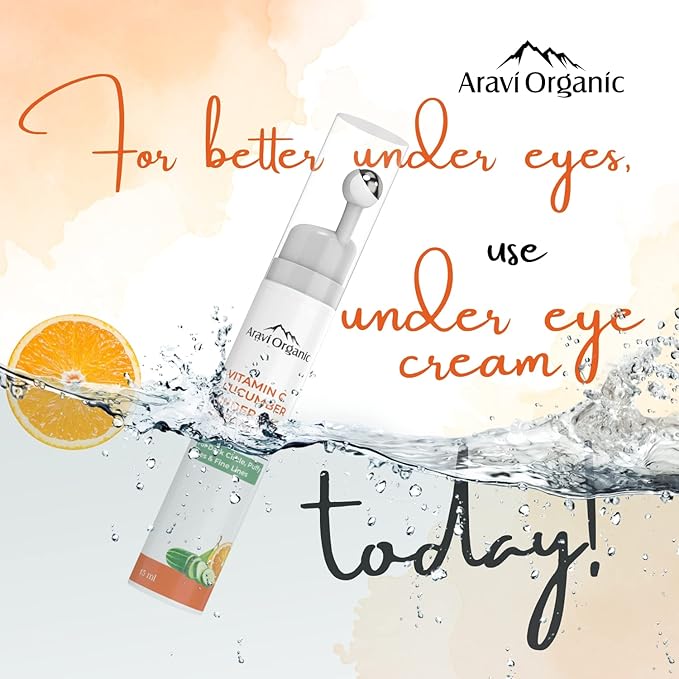 Vitamin C & Cucumber Under Eye Cream Gel Roll on Massager For Dark circles, Puffy Eyes