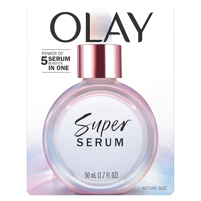 Olay Super Serum - Niacinamide, Vitamin C & E, Collagen Peptide, AHA - 5-in-1 Skin Care Benefits for Face - Healthy Glow, Brightening, Hydrating, Smoothing, Firming, Evens Tone, Anti-Aging, 1.7 Oz