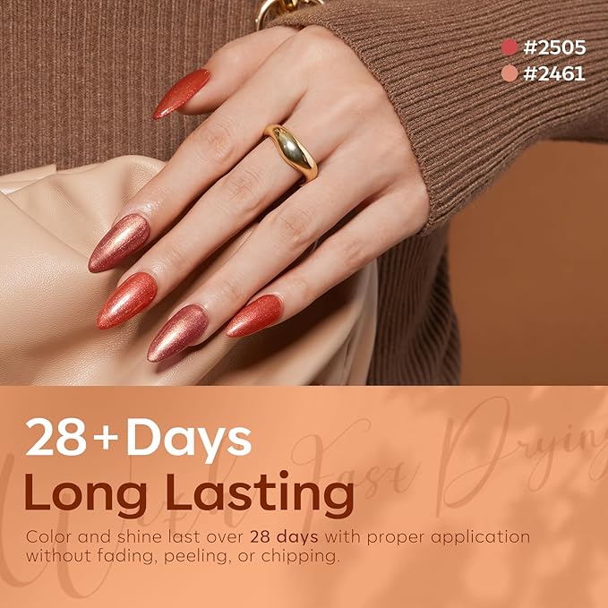 modelones Chameleon Gel Nail Polish Set, 6 Colors Fall Gel Polish Kit Glitter Shimmer Brown Orange Yellow Soak Off LED Nail Lamp Home Gift DIY Salon For Women Girl
