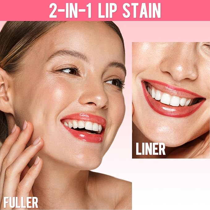 Lip Stain - Lip Liner Stain, Long Lasting Peel Off Lip Stain, Natural Peel Off Lip Liner Stain with Tweezer, Easy to Use, Waterproof, Smudge-proof, Transfer-proof, Coffee