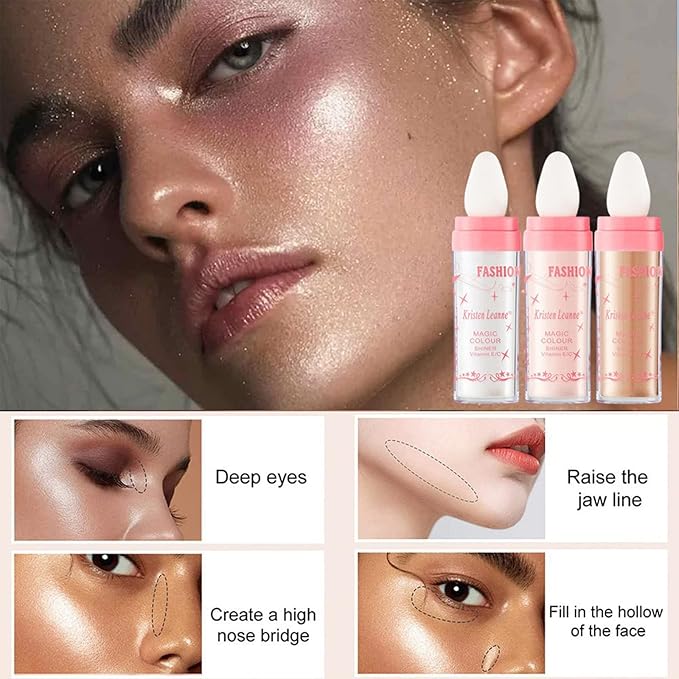 Polvo De Hadas Fairy Highlight Patting Powder Body Brightens the Natural Three-dimensional Patting Powder Blusher (02# Fairy Pink)