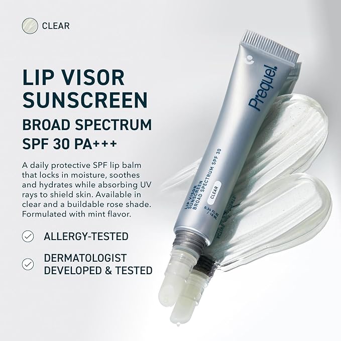 Skin Lip Visor, Clear Lip Balm with SPF 30 PA+++. Mint Flavored with Non-Sticky Finish – Moisturizing Semi Gloss Balm Sunscreen for Daily Use - 2 Pack