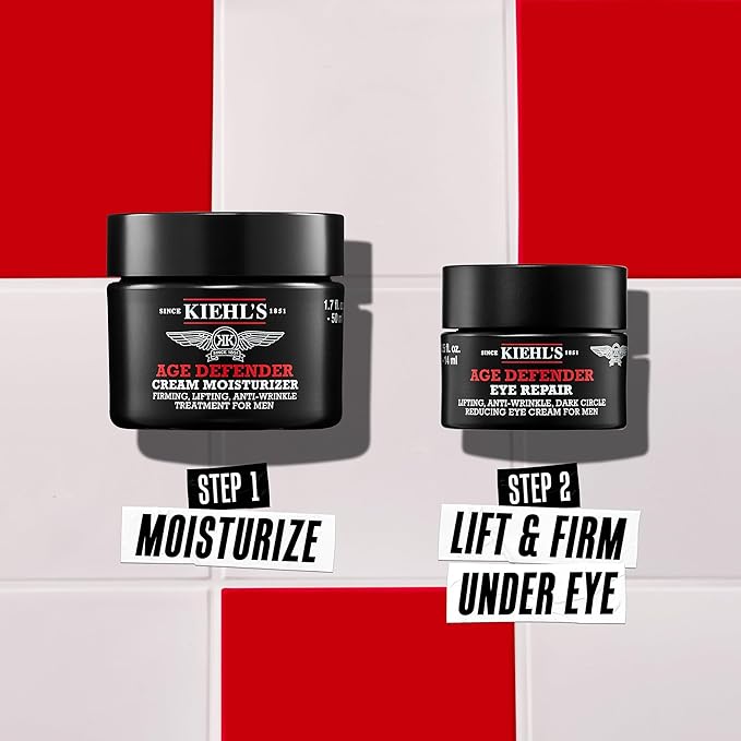 Kiehl's Dad's Age Defenders Skincare Gift Set – 2-Piece Full Size Skincare Set for Men with Firming & Lifting Anti-Aging Moisturizer and Eye Cream for Men, Minimizes Look of Fine Lines and Wrinkles