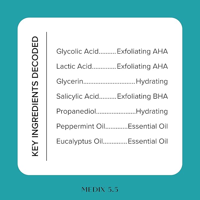 MEDIX 5.5 Body Scrub Skin Care Glycolic Acid Exfoliating Body Cleanser KP Bump Eraser | AHA + Lactic Acid Anti Aging All Skin Type Wash | Keratosis Pilaris & Acne | Body & Face Wash Exfoliate, 2-Pack